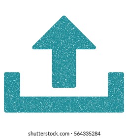 Upload grainy textured icon for overlay watermark stamps. Flat symbol with unclean texture. Dotted vector soft blue ink rubber seal stamp with grunge design on a white background.