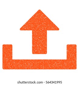 Upload grainy textured icon for overlay watermark stamps. Flat symbol with dust texture. Dotted vector orange ink rubber seal stamp with grunge design on a white background.