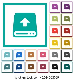 Cargar desde el disco duro iconos de color plano con marcos cuadrantes en fondo blanco