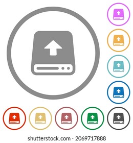 Cargar desde el disco duro iconos de color plano en contornos redondos sobre fondo blanco