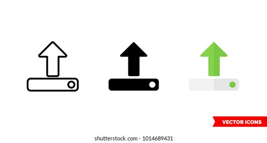 Upload icon of 3 types: color, black and white, outline. Isolated vector sign symbol.