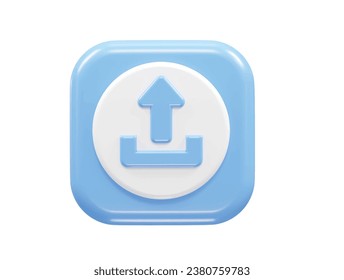 Upload icon 3d rendering illustration element