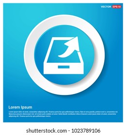 Upload icon. Abstract Blue Web Sticker Button
