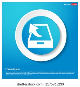 Upload icon. Abstract Blue Web Sticker Button - Free vector icon