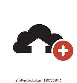 Upload icon, arrows icon with add sign. Upload icon and new, plus, positive symbol. Vector illustration