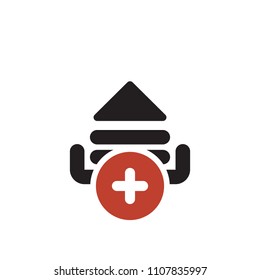 Upload icon, arrows icon with add sign. Upload icon and new, plus, positive symbol. Vector illustration