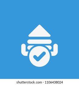 Upload icon, arrows icon with check sign. Upload icon and approved, confirm, done, tick, completed symbol. Vector illustration
