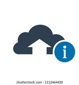 Upload icon, arrows icon with information sign. Upload icon and about, faq, help, hint symbol. Vector illustration