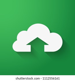 Upload icon, arrows icon. Long shadow style. Vector icon