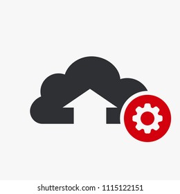Upload icon, arrows icon with settings sign. Upload icon and customize, setup, manage, process symbol. Vector illustration