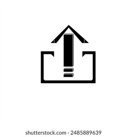 Upload icon in black and white