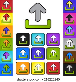 Upload Icon, Upload Button, Up Arrow Symbol, Upload Symbol on Color Background. Vector Illustration.