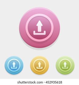 upload icon or button in flat style with long shadow, isolated vector illustration on transparent background