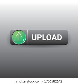 upload icon, button, green glossy with shadow