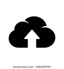 Icono de Cargar. Nube con un símbolo de flecha hacia arriba. Glifo de Vector plano simple para computación en la nube, transferencia de datos y almacenamiento en línea.

