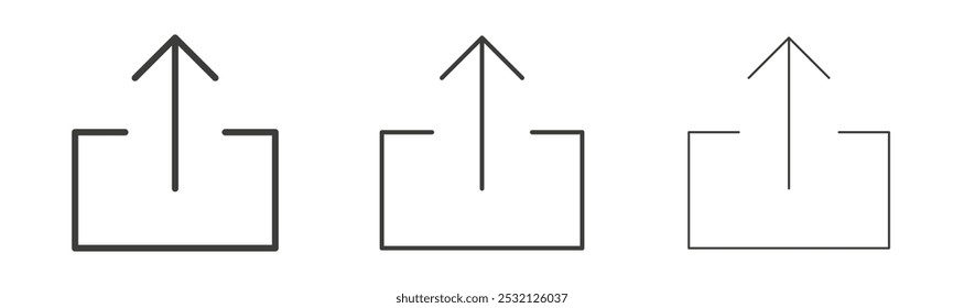 Upload icon in fill and three stroke sizes