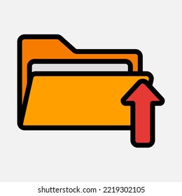 Upload icon in filled line style about folders, use for website mobile app presentation