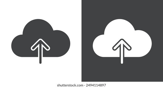Upload Icon Flat set in black and white color outline vector