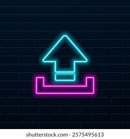 Upload icon graphic design template stock vector. neon style..