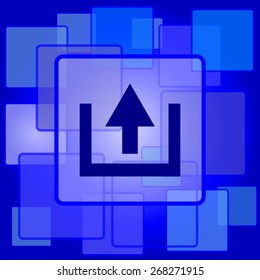 Upload icon. Internet button on abstract background. 