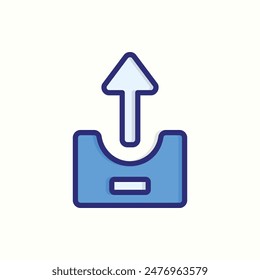 hochladenes Symbol, isoliertes blaues UI-Symbol