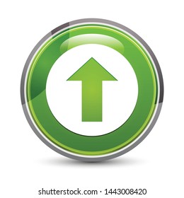 Upload icon isolated on elegant green round button vector illustration