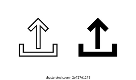 Upload-Symbol einzeln auf weißem Hintergrund. Pfeil-Exportsymbol. Schaltflächenkonzept veröffentlichen