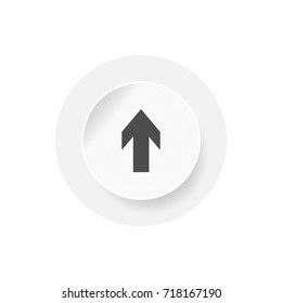 Upload icon isolated on white background. EPS10 vector illustration for web, app, banner, sign, symbol, label. Player navigation button for audio setting concept. Arrow up image on white button.