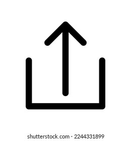 Upload icon line isolated on white background. Black flat thin icon on modern outline style. Linear symbol and editable stroke. Simple and pixel perfect stroke vector illustration.