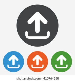 Upload Icon. Load Data Symbol. Circle Buttons With Flat Sign. Vector