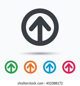 Upload icon. Load internet data symbol. Colored flat web icon on white background. Vector