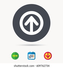 Upload icon. Load internet data symbol. Calendar, download arrow and new tag signs. Colored flat web icons. Vector