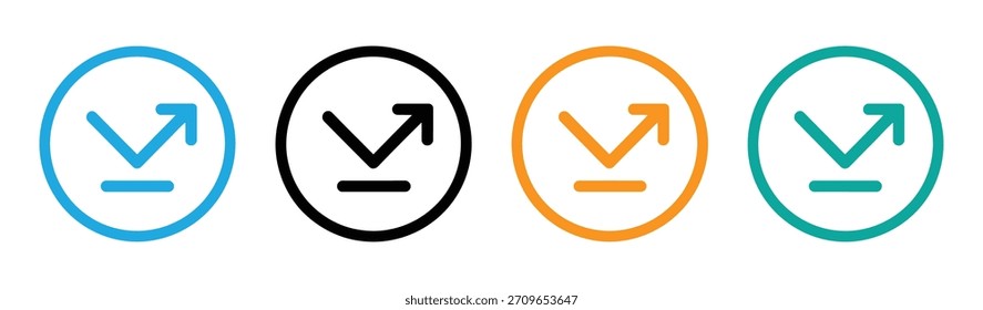 Diseño del logotipo del icono del Cargar. Cargue el signo y el símbolo de los datos. Cargar y enviar iconos en azul, negro, naranja y verde.