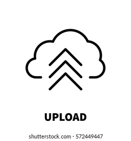 Upload icon or logo in modern line style. High quality black outline pictogram for web site design and mobile apps. Vector illustration on a white background.