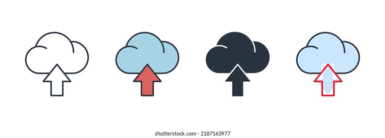 upload icon logo vector illustration. cloud and arrow upload symbol template for graphic and web design collection