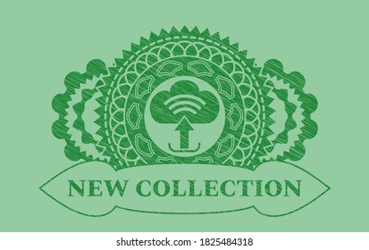 icono de envío y texto de la colección Nuevo icono de trazo verde. Un entorno muy atractivo. Ilustración intensa. 