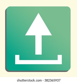 Upload icon , on button style green background, yellow light, shadow