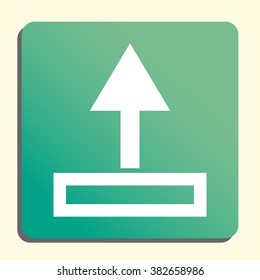 Upload icon, on button style green background, yellow light, shadow