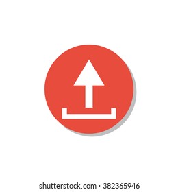 Upload icon , on white background, red circle border, white outline