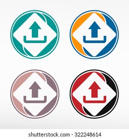 Upload icon. Round color set. Web icon element.