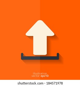 Upload icon. Send file. Flat design.