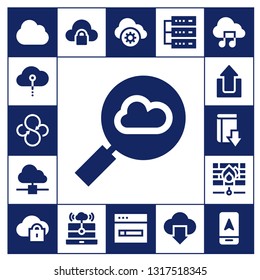 upload icon set. 17 filled upload icons.  Simple modern icons about  - Cloud computing, Sync, Upload, Download, Firewall, Cloud storage, Database, Music file, Arrow