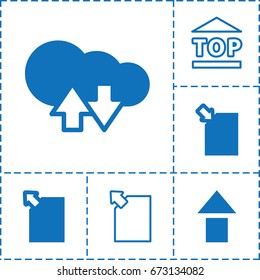 Upload icon. set of 6 upload filled and outline icons such as cloud download upload, top of cargo box, arrow up