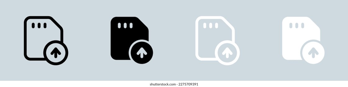Upload icon set in black and white. Arrow signs vector illustration.