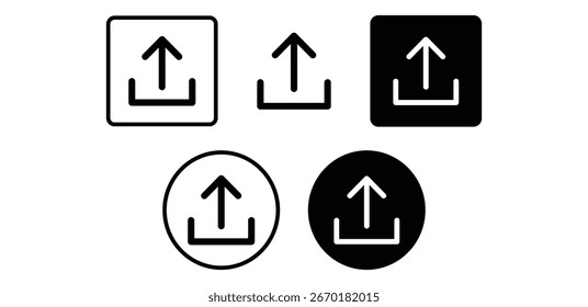 Carregar conjunto de ícones Quadrado preto e branco e Círculo Carregar símbolos Vetor Design coleções