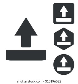 Upload icon set, monochrome, isolated on white