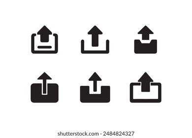 Upload icon set vector silhouette illustration.