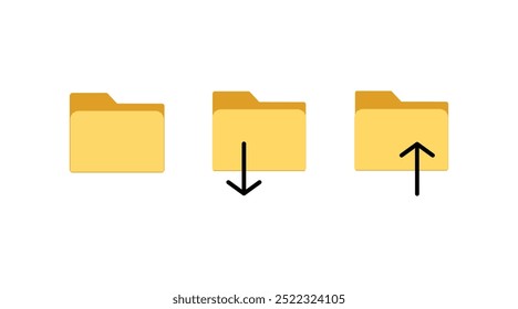 Upload icon symbol swipe up icon button. Uploading file icon button, send, export icons. Folder icons set. Vector.