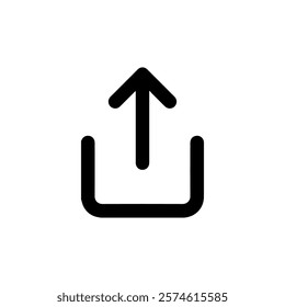 Upload Icon with Upward Arrow and Bar Vector.