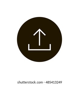 Upload icon vector, clip art. Also useful as logo, circle app icon, web UI element, symbol, graphic image, silhouette and illustration.
